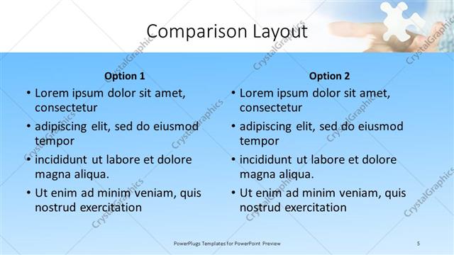 Comparison presentation slide layout