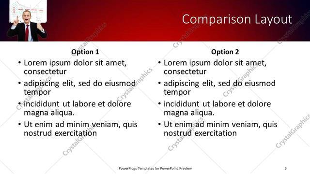 Comparison presentation slide layout