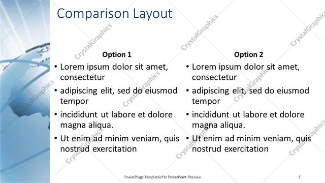 Comparison presentation slide layout