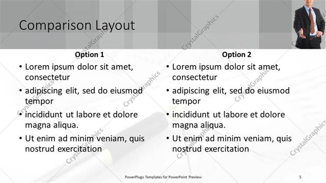 Comparison presentation slide layout