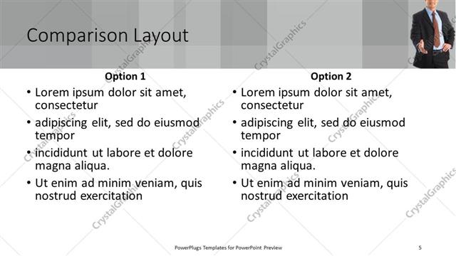 Comparison presentation slide layout