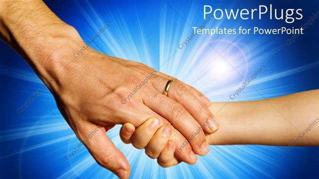  Presentation with married - Adult married hand with a ring holding a small kids hand