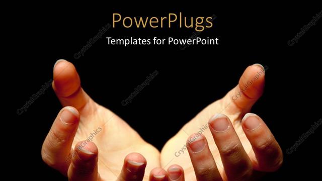  Presentation with black hands - An adult pair of hands on a black background