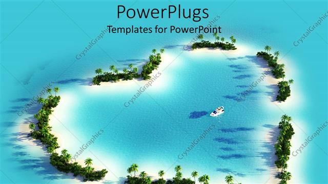  Presentation with shape - Aerial over head view of a blue sea with a love shape