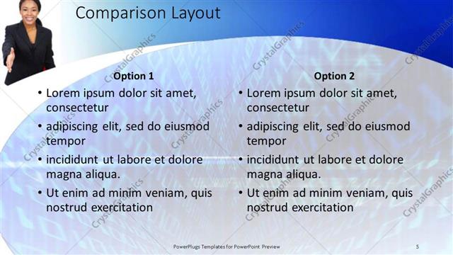 Comparison presentation slide layout
