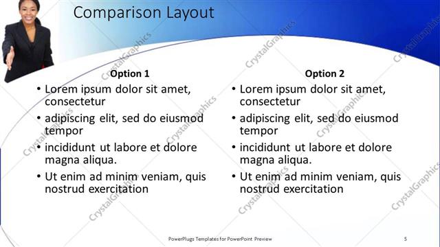 Comparison presentation slide layout