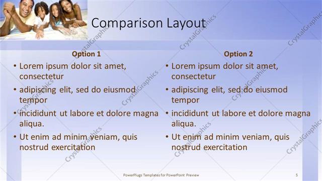 Comparison presentation slide layout