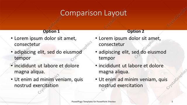 Comparison presentation slide layout