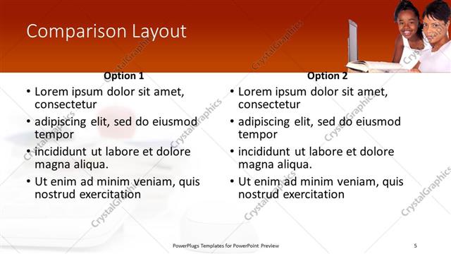 Comparison presentation slide layout