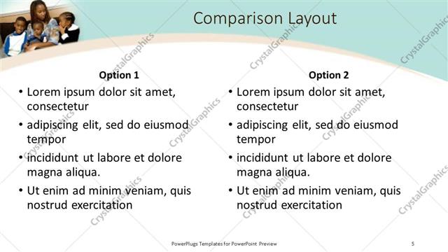 Comparison presentation slide layout