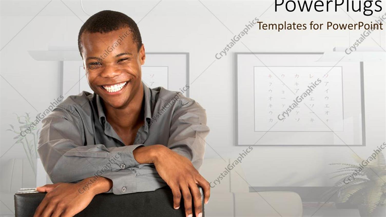 Featuring Young Man Smiling in Beautiful Corporate Room with Flowers