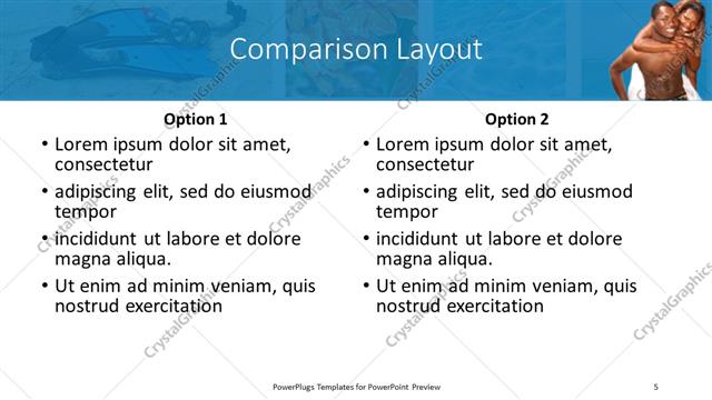 Comparison presentation slide layout