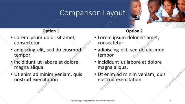 Comparison presentation slide layout