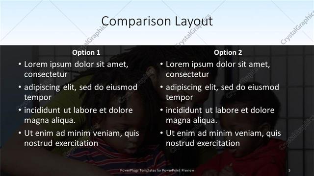 Comparison presentation slide layout