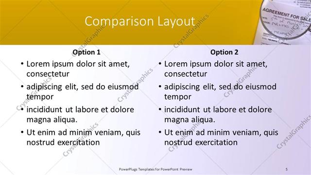 Comparison presentation slide layout
