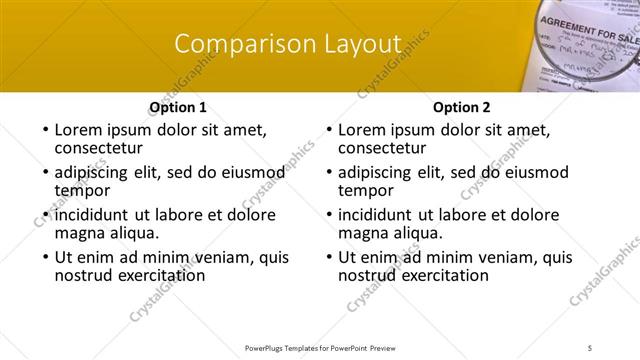 Comparison presentation slide layout