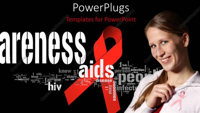  Presentation with awareness - AIDS awareness flyer with awareness terms and girl using pink ribbon