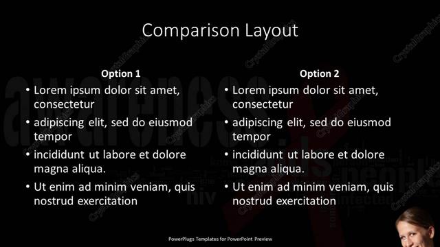 Comparison presentation slide layout