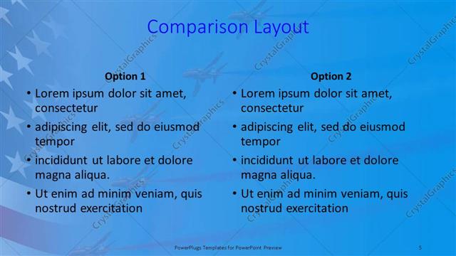 Comparison presentation slide layout