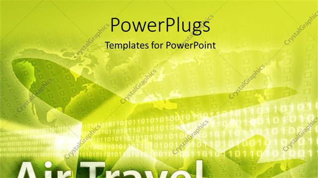  Presentation with world travel - Air travel depiction with silhouette of airplane on world map