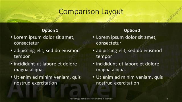 Comparison presentation slide layout