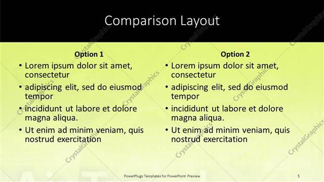 Comparison presentation slide layout