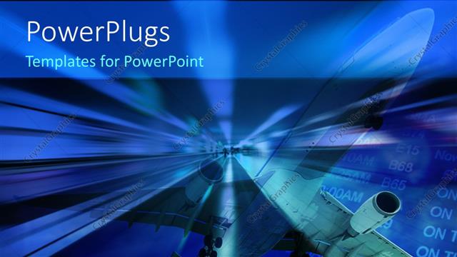  Presentation with travel - An airplae during the flight with flight schedule in background