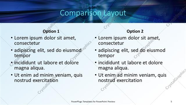 Comparison presentation slide layout