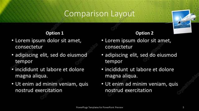 Comparison presentation slide layout