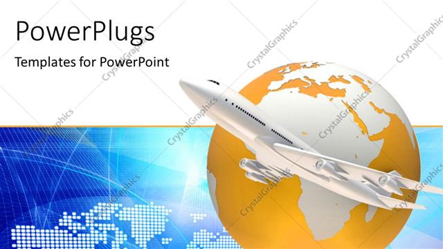  Presentation with plane - A airplane emerging from globe with map in the background