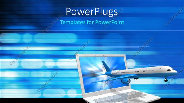  Presentation with air - Airplane emerging from laptop screen on digital background