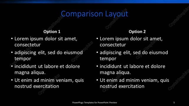 Comparison presentation slide layout
