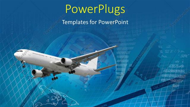  Presentation with airplane - An airplane with a globe in the background and place for text