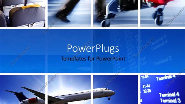  Presentation with air transport - An airplane and a number of passengers