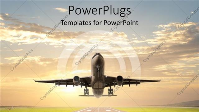  Presentation with runway - An airplane just taking off on an aiport runway