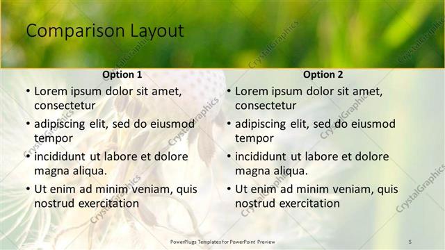 Comparison presentation slide layout