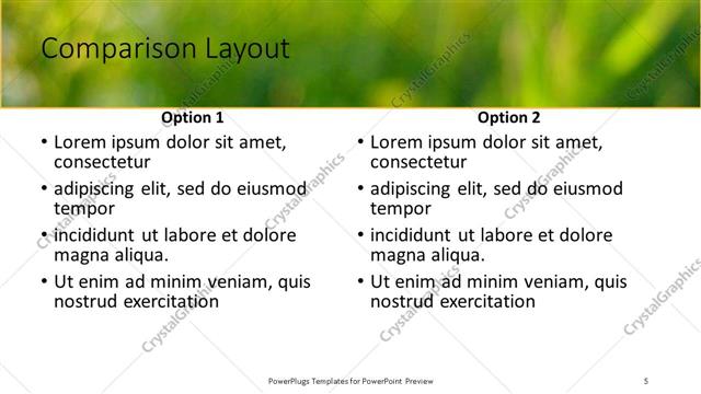 Comparison presentation slide layout