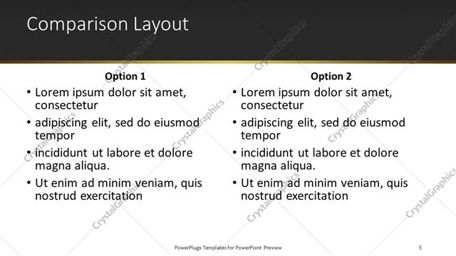 Comparison presentation slide layout