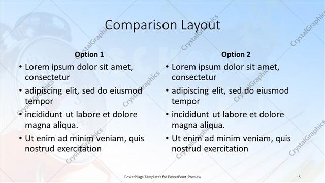 Comparison presentation slide layout