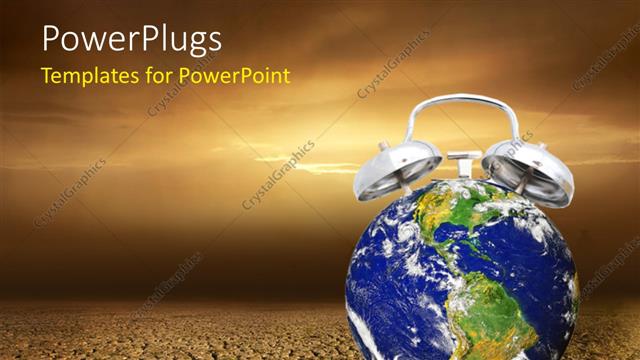  Presentation with infertile - Alarm clock wake-up call for the earth with infertile land in background
