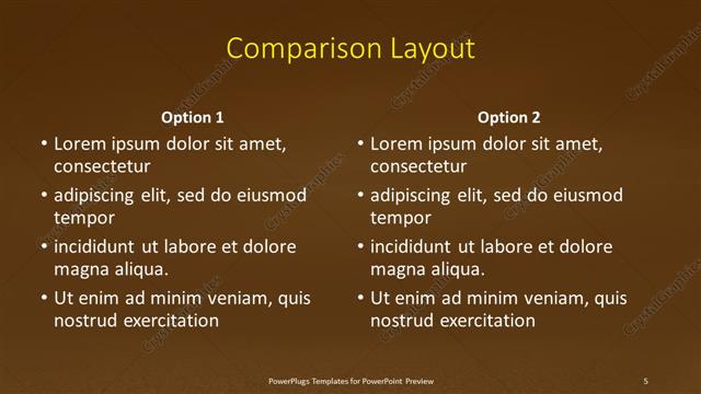 Comparison presentation slide layout