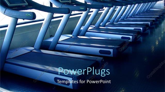  Presentation with windows - Aligned running bands in a fitness center with windows