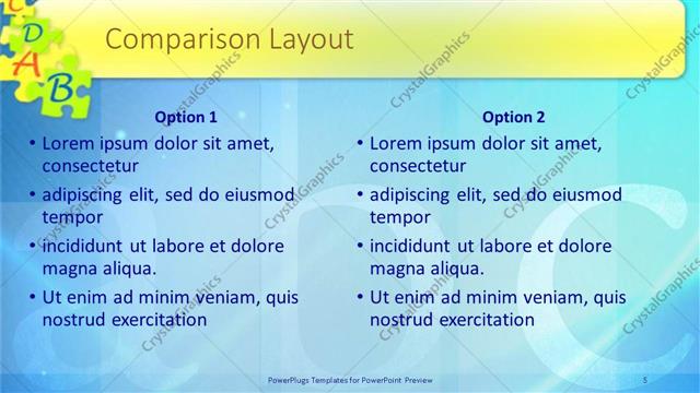 Comparison presentation slide layout