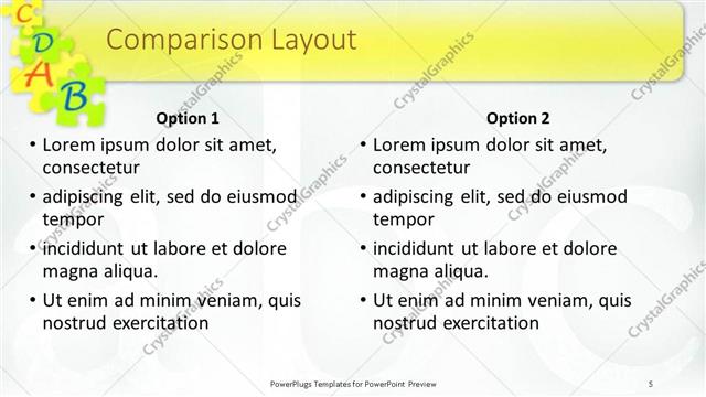 Comparison presentation slide layout