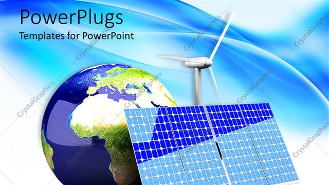 Presentation with energy solar - Alternative energy depiction with solar panel and earth / globe