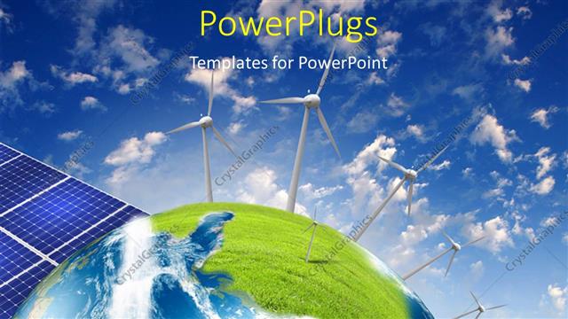  Presentation with wind energy - Alternative energy source with solar panels and wind vanes