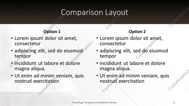 Comparison presentation slide layout