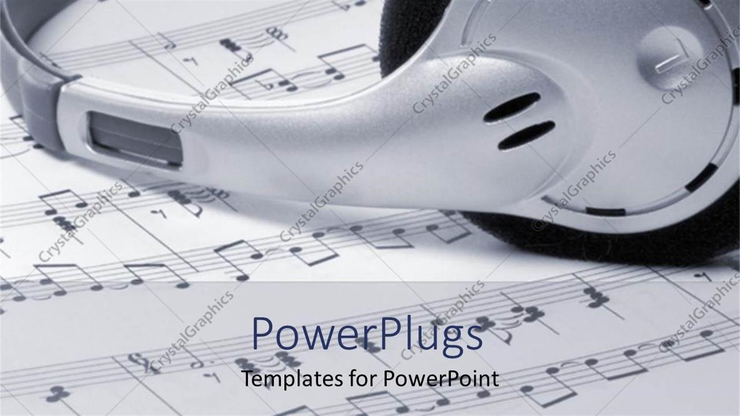 Featuring Amazing Silver Headphones Placed Over Music Notes on a Sheet