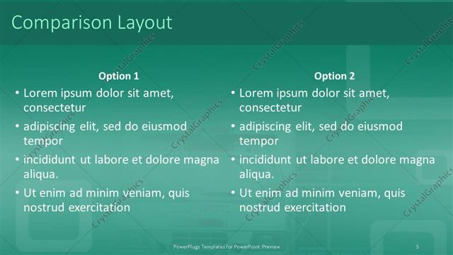 Comparison presentation slide layout