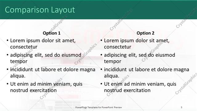 Comparison presentation slide layout